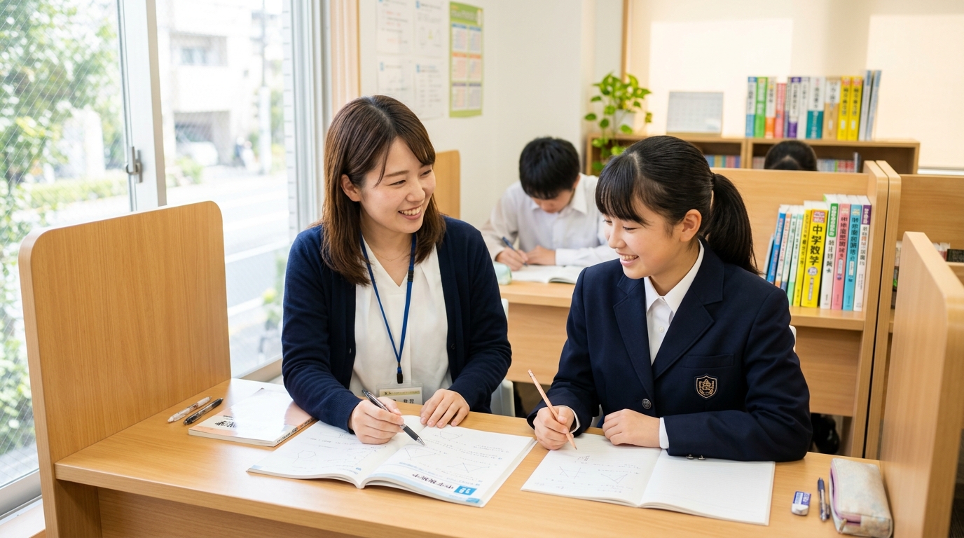 個別指導まなびばの1対2授業風景